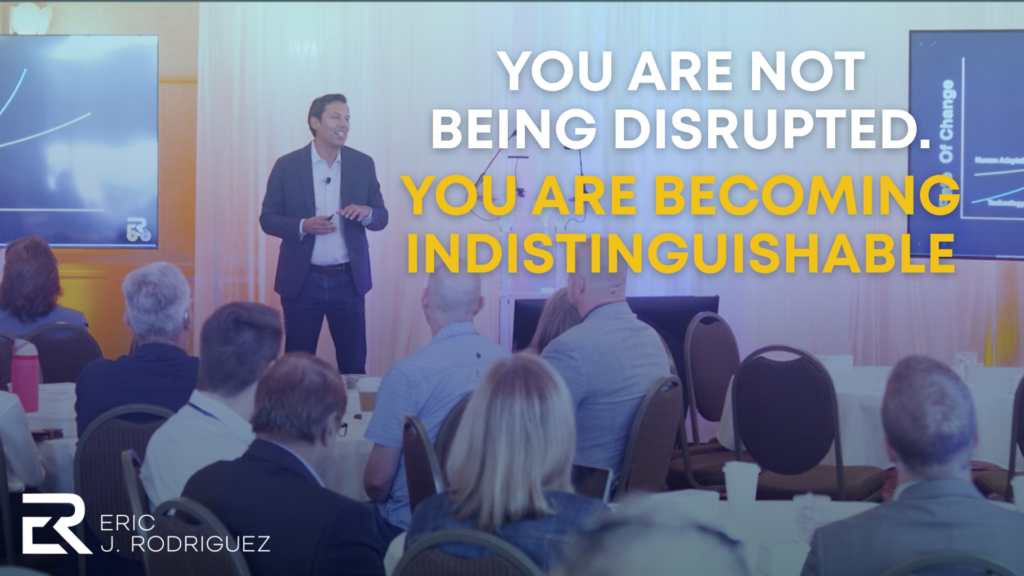 Eric J Rodriguez talking about the impact of AI with technology leaders in a leadership event. 